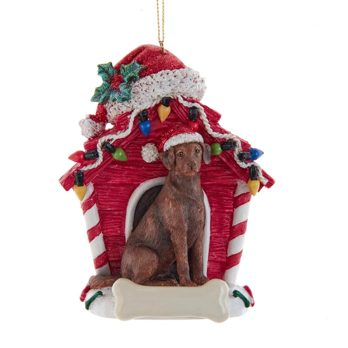 Chocolate Labrador Retriever W/Doghouse - The Dog Shop