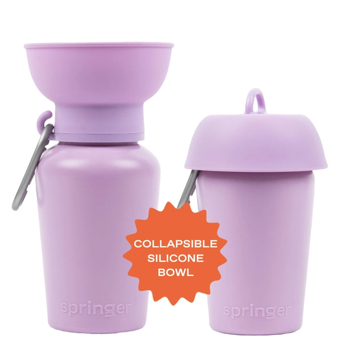 Springer Flip Travel Dog Water Bottle - Lilac - The Dog Shop