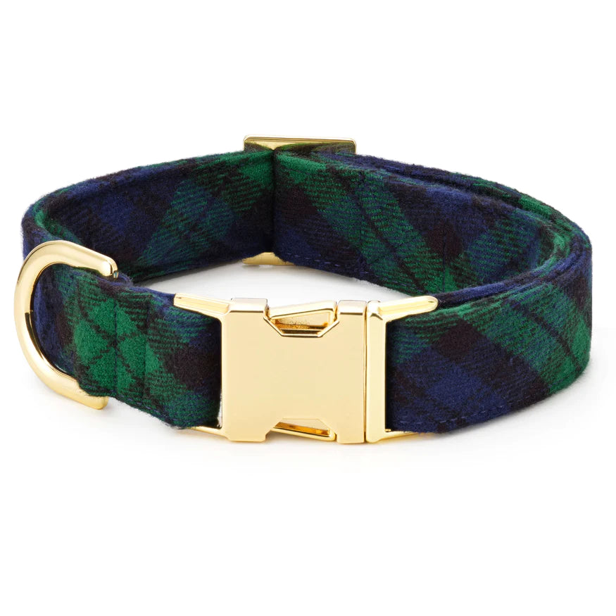 The Foggy Dog Collar - Black Watch Plaid.