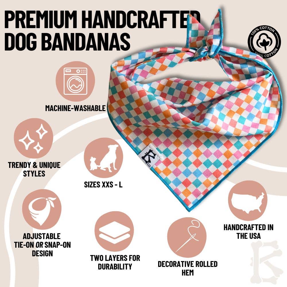 "Candy Check" Checkered Dog Bandana - The Dog Shop