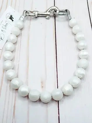 Beaded Pet Collar - Pearls - The Dog Shop