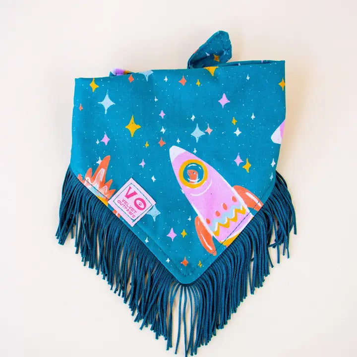 Velvet Outpaws Fringe Dog Bandana - Space Cowboys - The Dog Shop